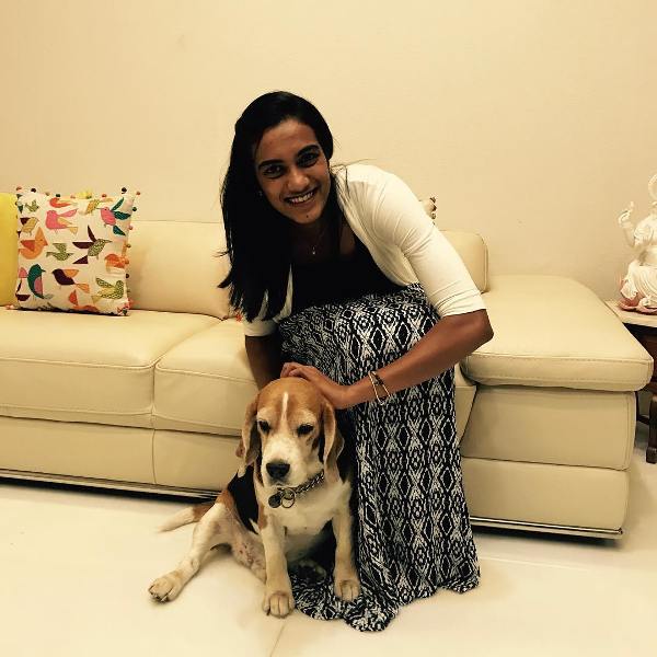 PV Sindhu with dog