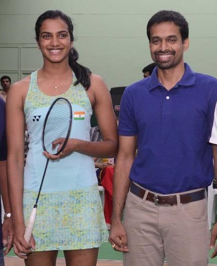 P V Sindhu with Sachin Tendulkar
