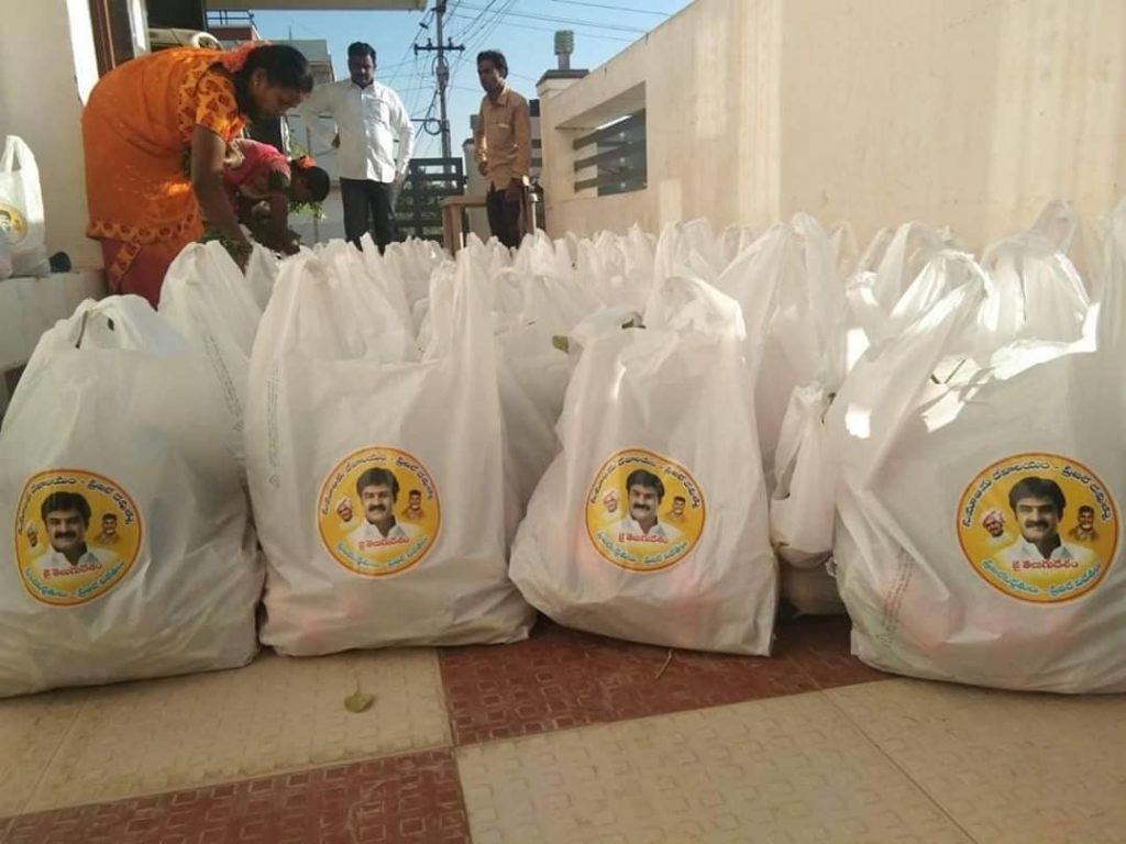 Balakrishna donated food packets to poor people
