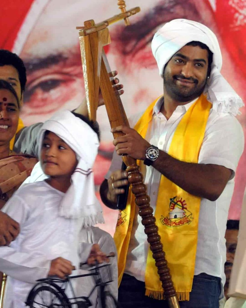 Jr. NTR while campaigning for Telugu Desam Party