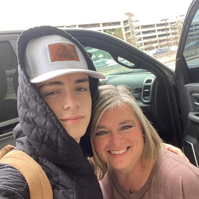 Quinton Griggs with his mother