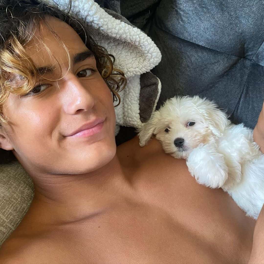 Ian Haueter with his Pet Dog